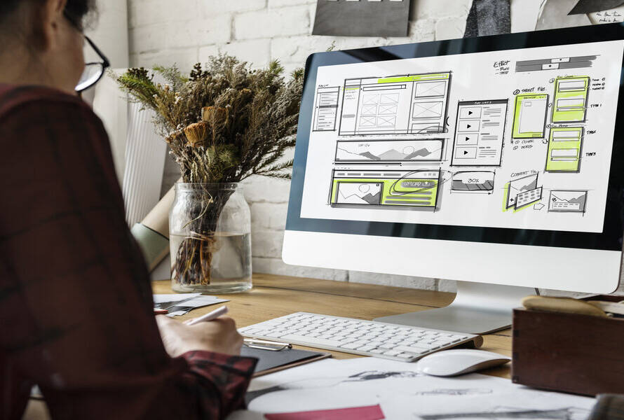 Website development layout sketch drawing